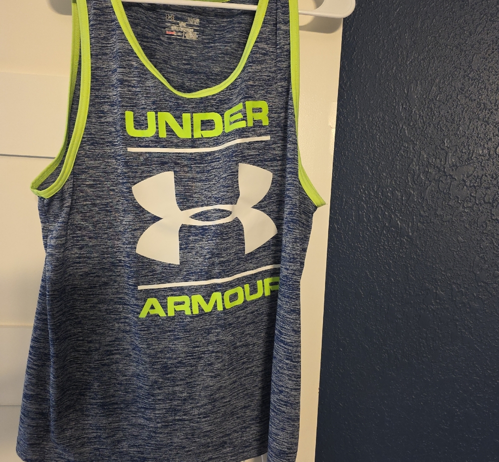 Under Armour Heather Blue Mens Logo Tank Top